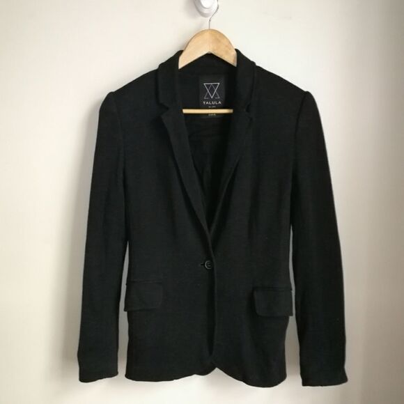 Aritzia / TALULA Dark Grey Modal Pima Cotton Casual Simple Breasted Blazer Sz 4 - Picture 2 of 15